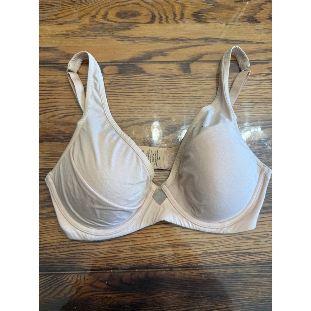 ThirdLove 24/7 Cotton Plunge Bra Womens 38C Pink Wired Adjustable Comfort